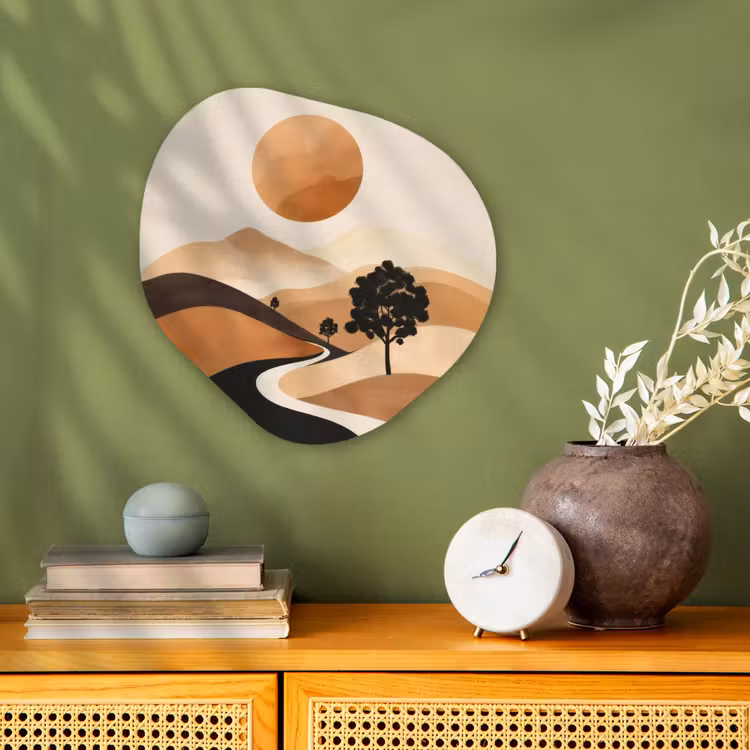 Organisch schilderij - Forex - Zon - Heuvels - Boom - Abstract — 2