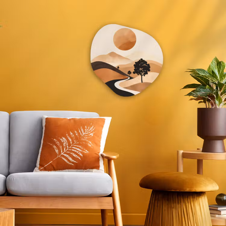 Organisch schilderij - Forex - Zon - Heuvels - Boom - Abstract — 3
