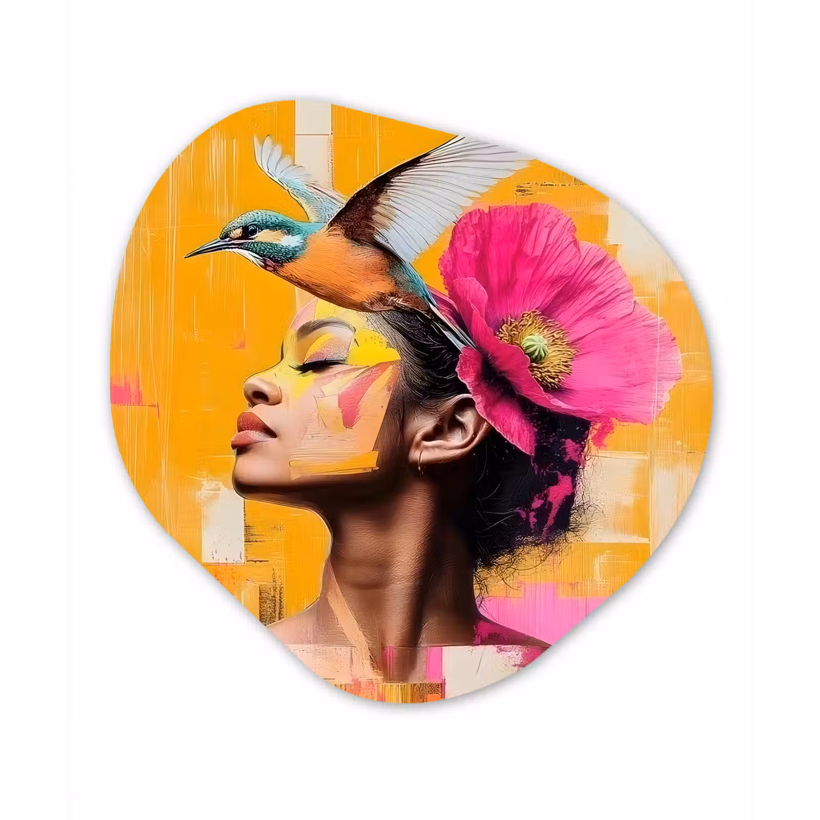 Organisch schilderij - Forex - Vogel - Vrouw - Abstract - Bloem — 1