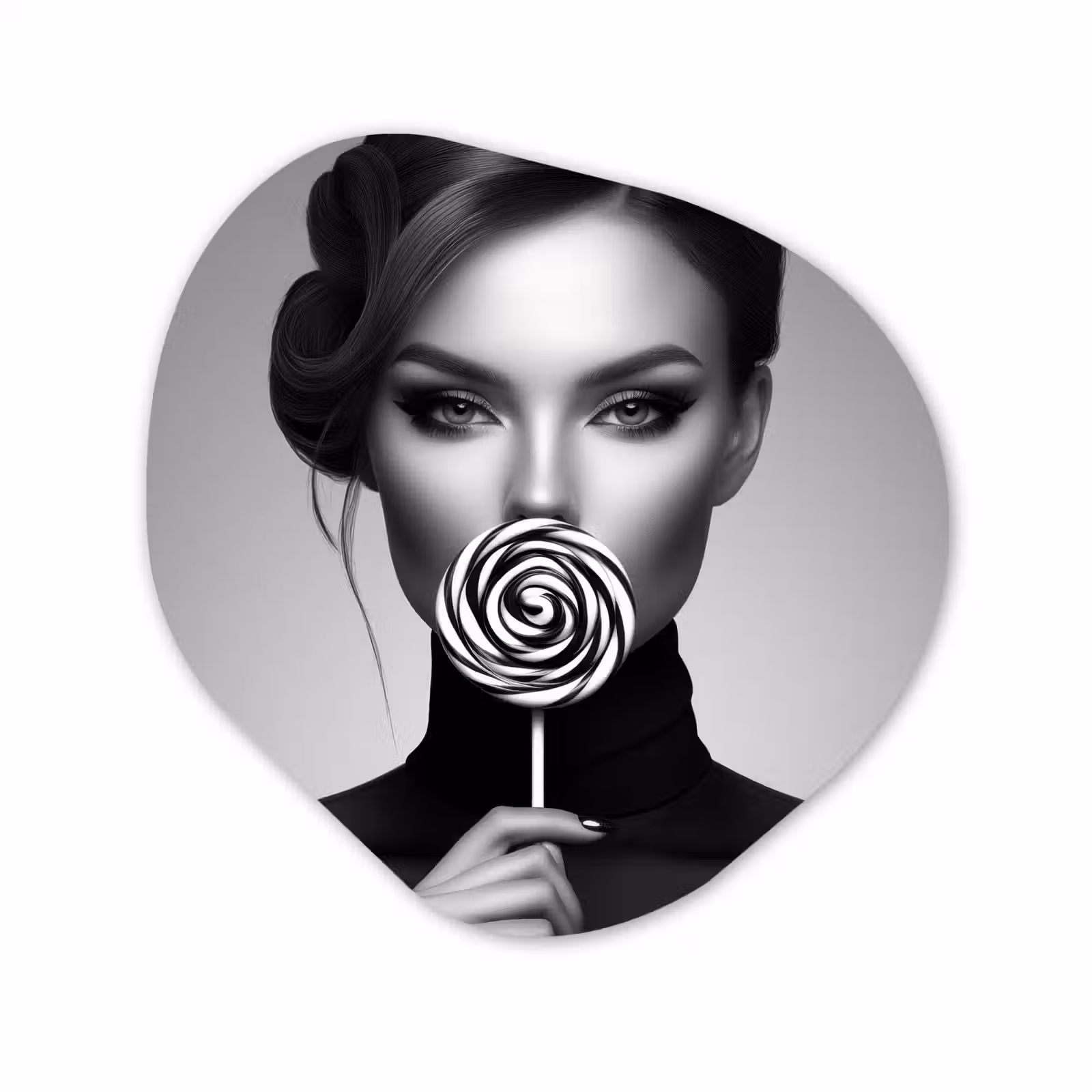 Organisch schilderij - Forex - Vrouw - Lolly - Zwart — 1