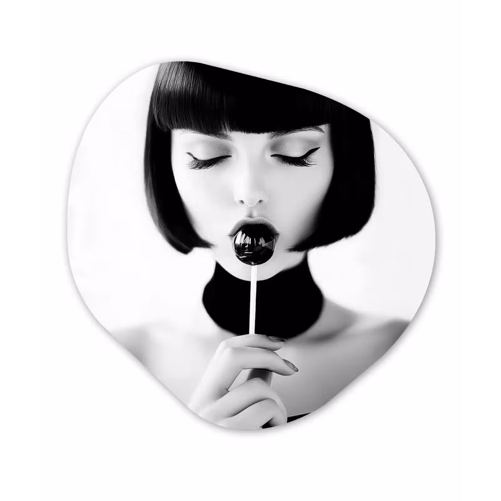 Organisch schilderij - Forex - Vrouw - Lolly - Zwart - Wit — 1