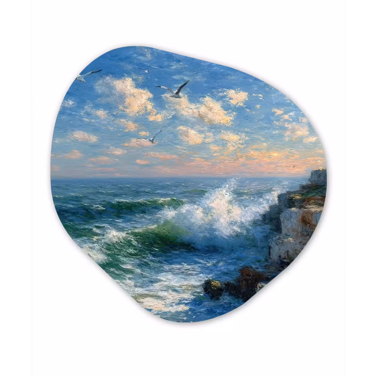 Organisch schilderij - Forex - Zee - Golven - Rotsen - Meeuwen — 1