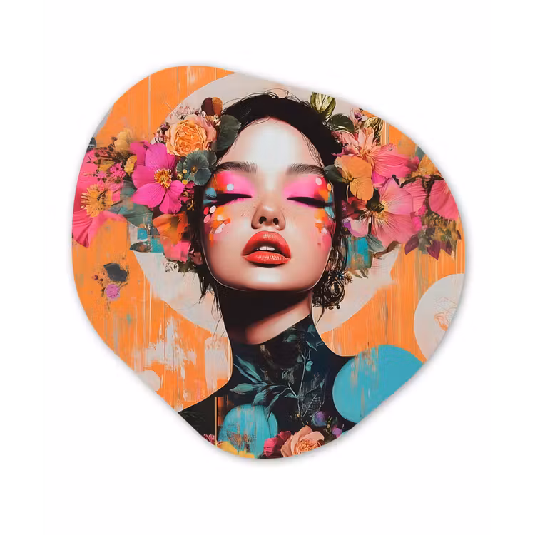 Organisch schilderij - Forex - Portret - Vrouw - Abstract - Bloemen — 1