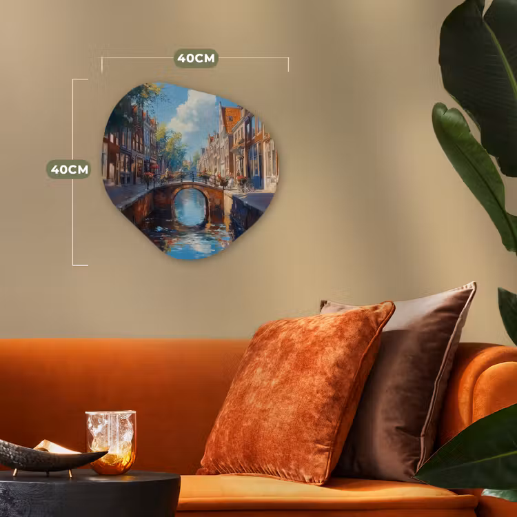 Organisch schilderij - Forex - Stad - Gracht - Zon - Fietsen — 4