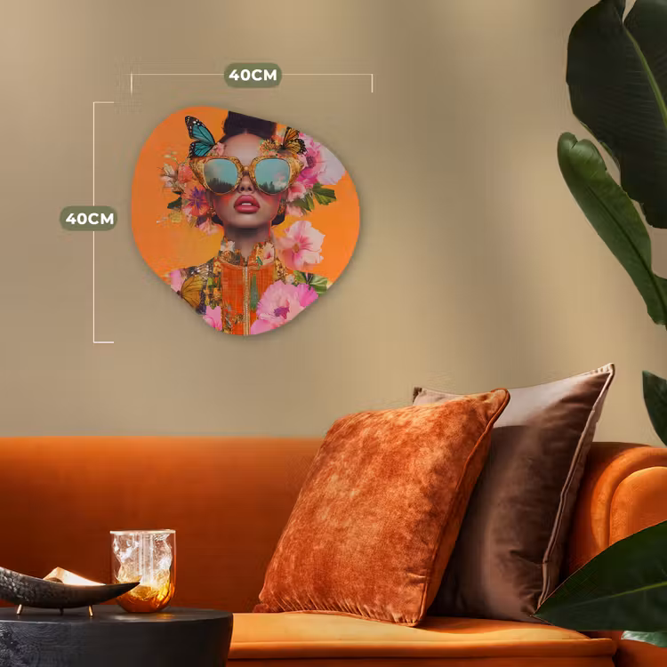 Organisch schilderij - Forex - Vlinders - Vrouw - Zonnebril - Kleurrijk — 4