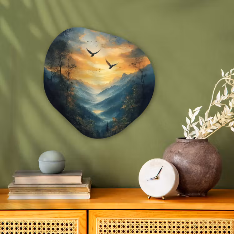Organisch schilderij - Forex - Vogels - Zon - Bomen - Groen — 2