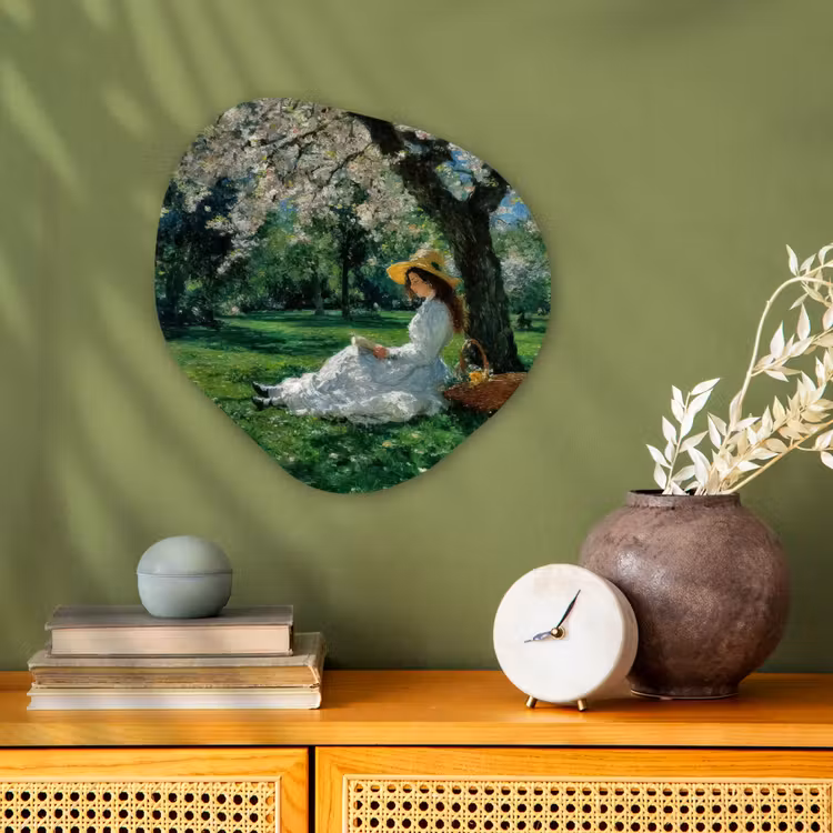 Organisch schilderij - Forex - Vrouw - Boom - Boek - Mandje — 2