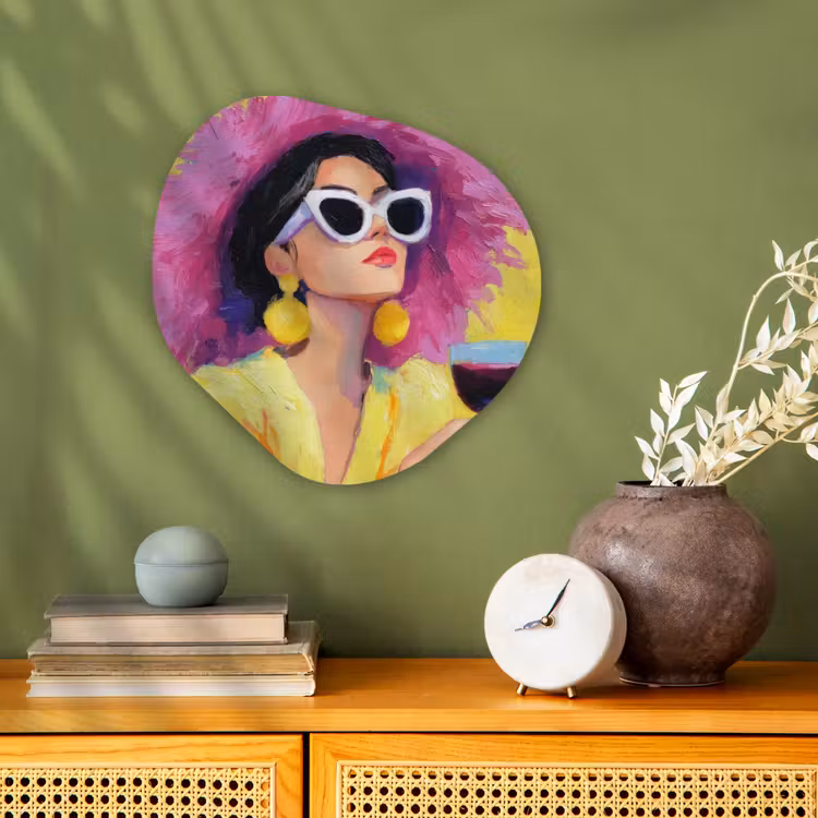 Organisch schilderij - Forex - Vrouw - Hoed - Paars - Wijn — 2