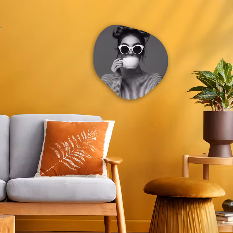 Organisch schilderij - Forex - Vrouw - Koffie - Zwart - Wit — 3