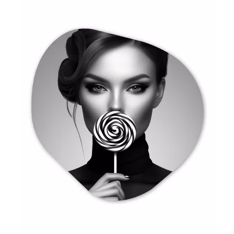 Organisch schilderij - Forex - Vrouw - Lolly - Zwart — 1