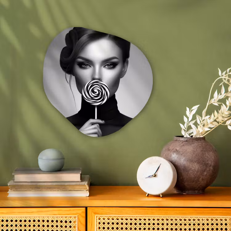 Organisch schilderij - Forex - Vrouw - Lolly - Zwart — 2