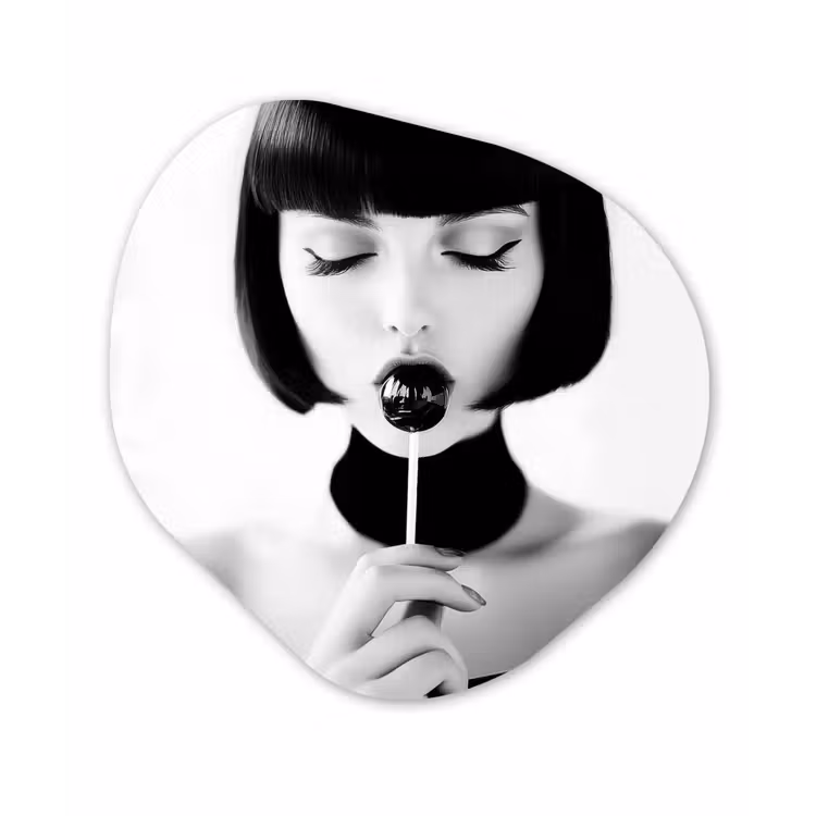 Organisch schilderij - Forex - Vrouw - Lolly - Zwart - Wit — 1