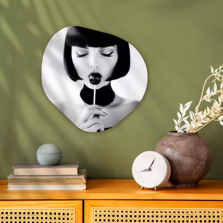 Organisch schilderij - Forex - Vrouw - Lolly - Zwart - Wit — 2