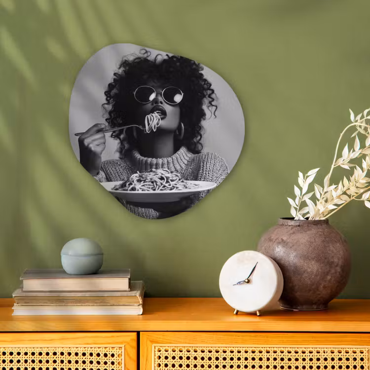 Organisch schilderij - Forex - Vrouw - Pasta - Zwart - Wit — 2