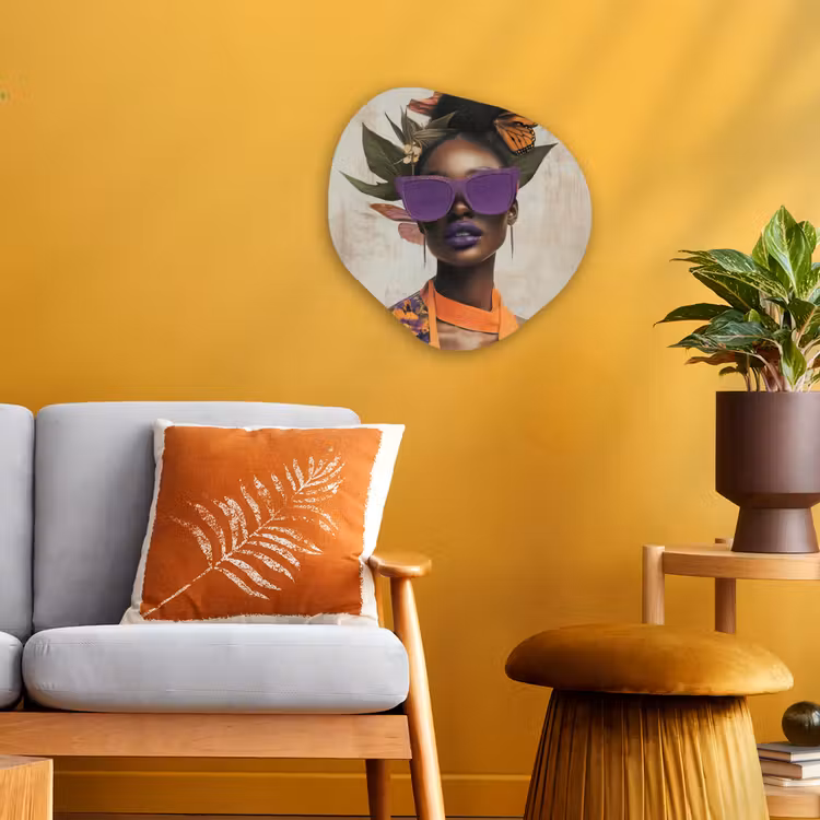 Organisch schilderij - Forex - Vrouw - Zonnebril - Vlinder - Bloemen — 3