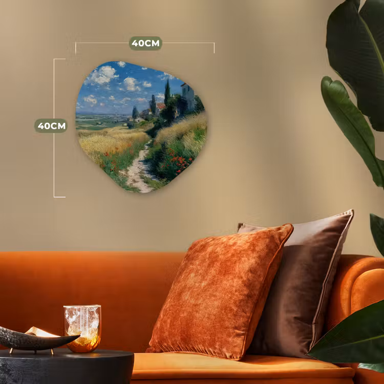 Organisch schilderij - Forex - Zandpad - Huis - Bomen - Grasveld — 4