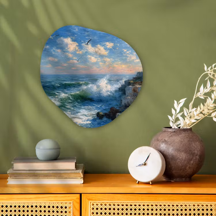 Organisch schilderij - Forex - Zee - Golven - Rotsen - Meeuwen — 2