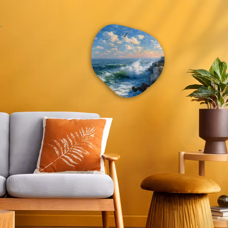 Organisch schilderij - Forex - Zee - Golven - Rotsen - Meeuwen — 3