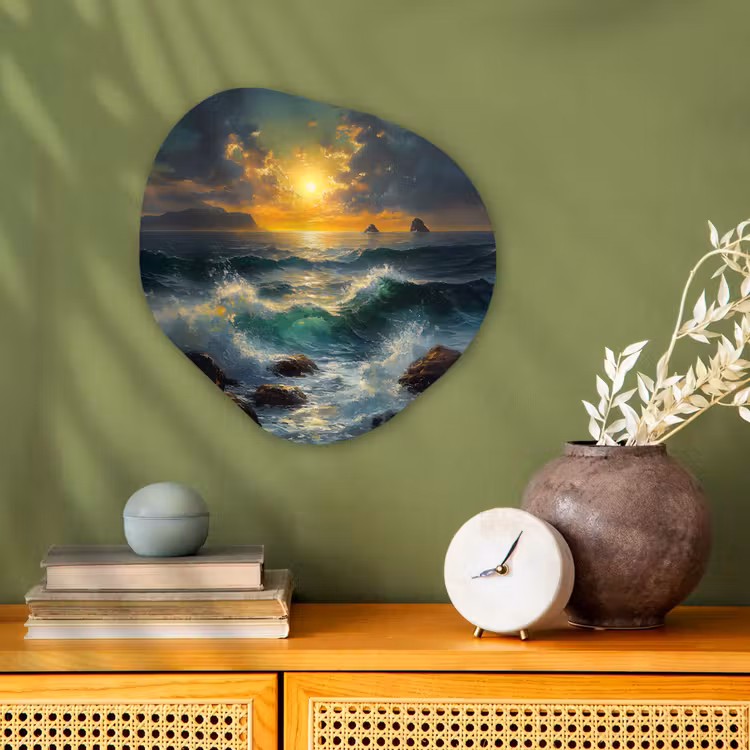 Organisch schilderij - Forex - Zee - Zon - Golven - Rotsen — 2