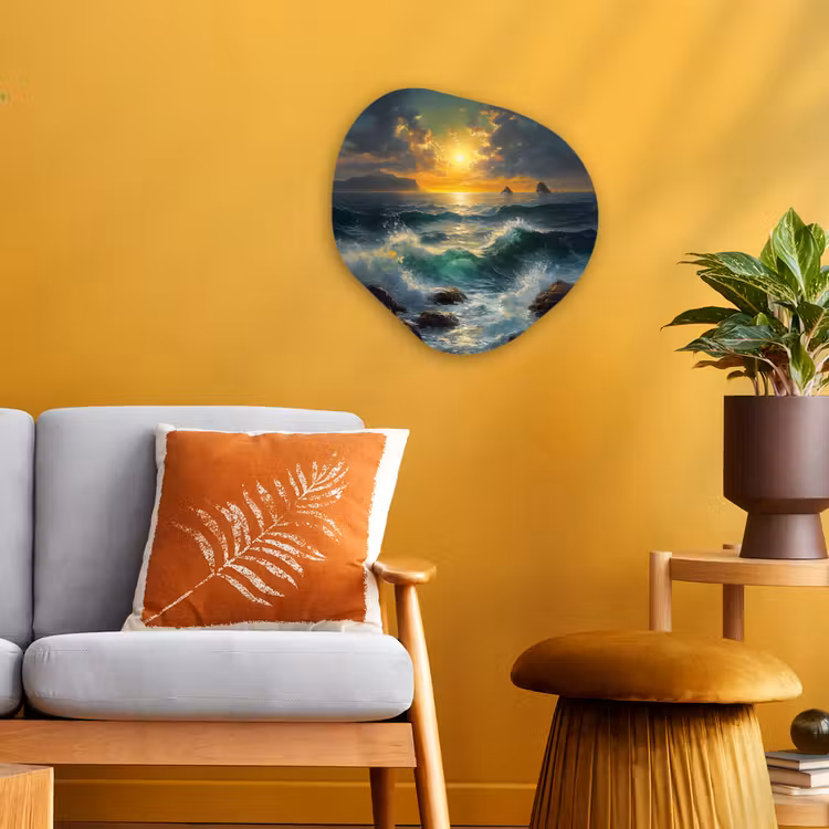 Organisch schilderij - Forex - Zee - Zon - Golven - Rotsen — 3