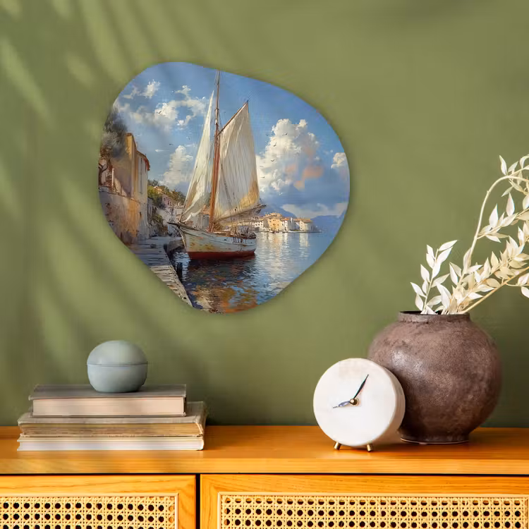 Organisch schilderij - Forex - Zeilschip - Huizen - Kade - Zee — 2