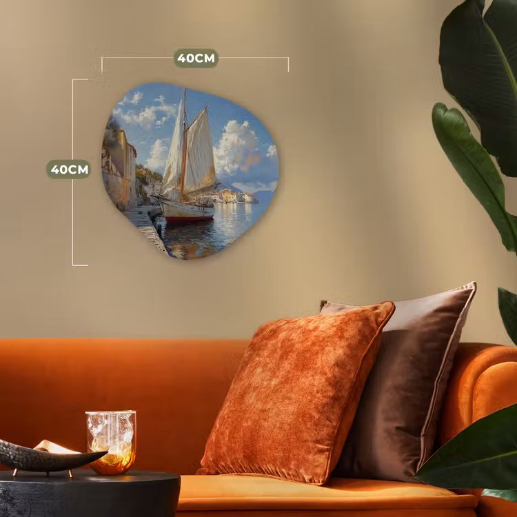 Organisch schilderij - Forex - Zeilschip - Huizen - Kade - Zee — 4
