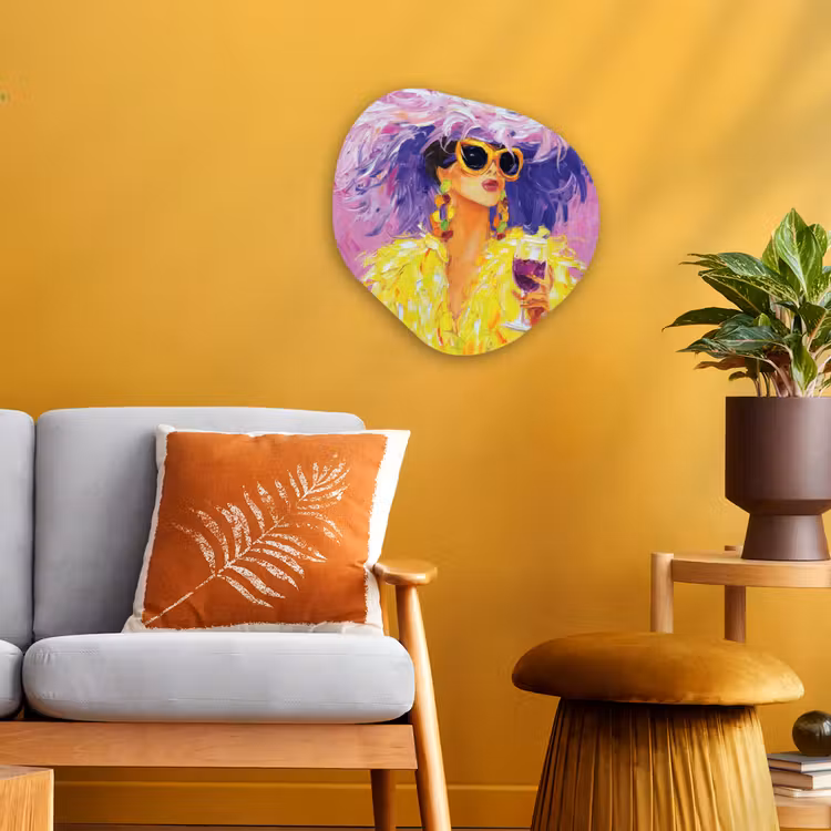 Organisch schilderij - Forex - Zonnebril - Vrouw - Jas - Veren — 3