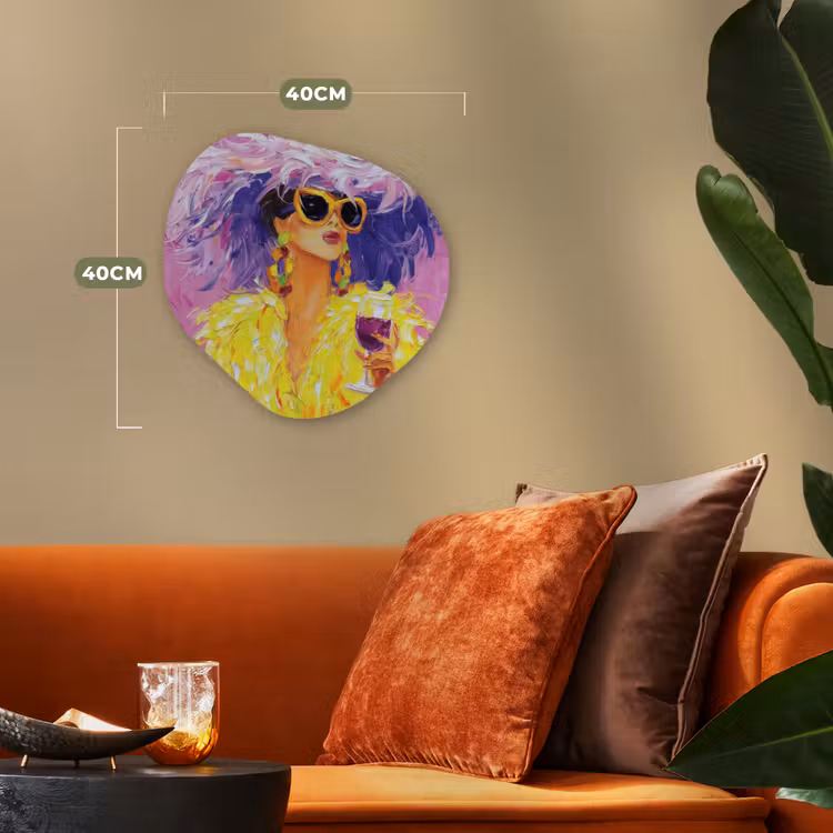 Organisch schilderij - Forex - Zonnebril - Vrouw - Jas - Veren — 4