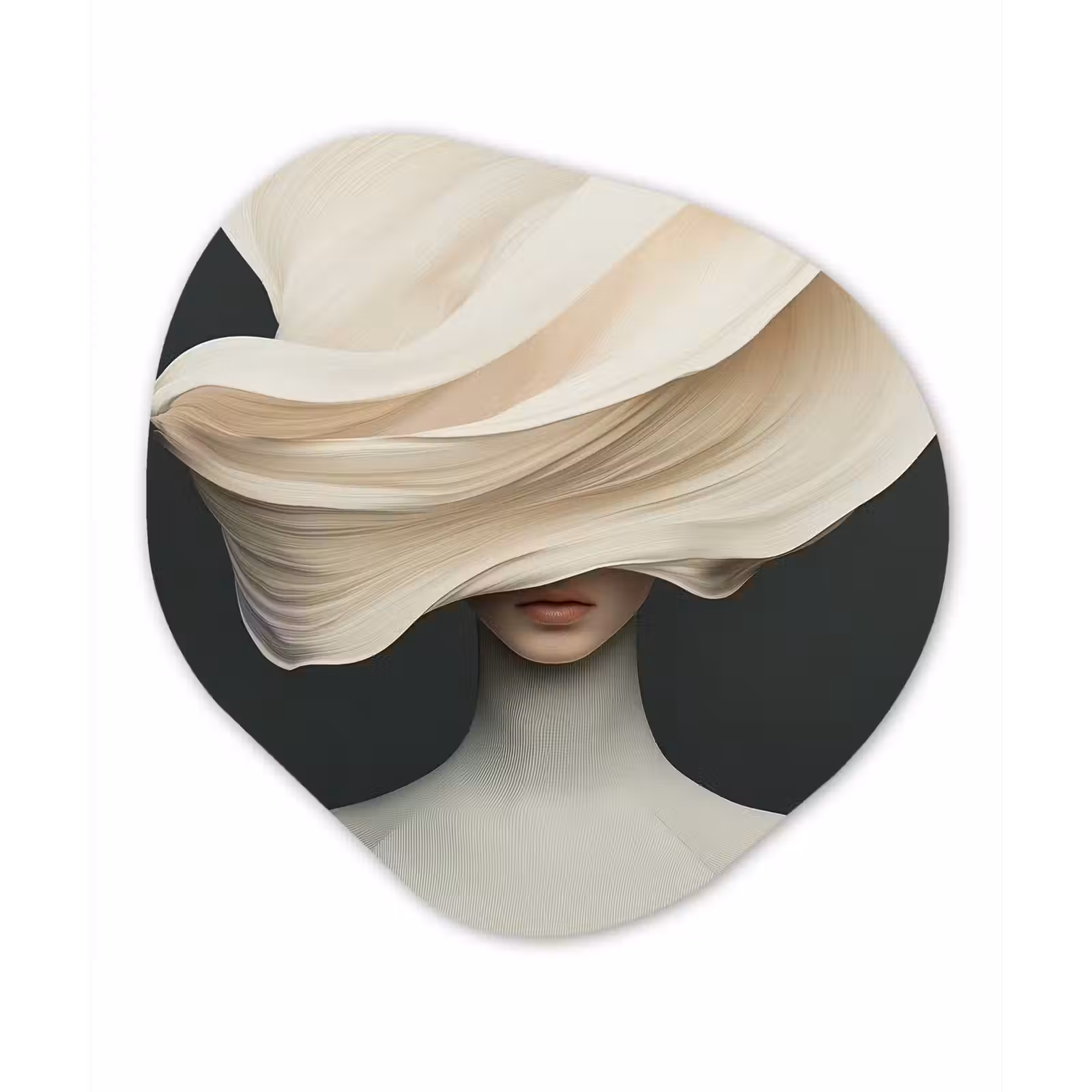 Organisch schilderij - Forex - Vrouw - Beige - hoed — 1