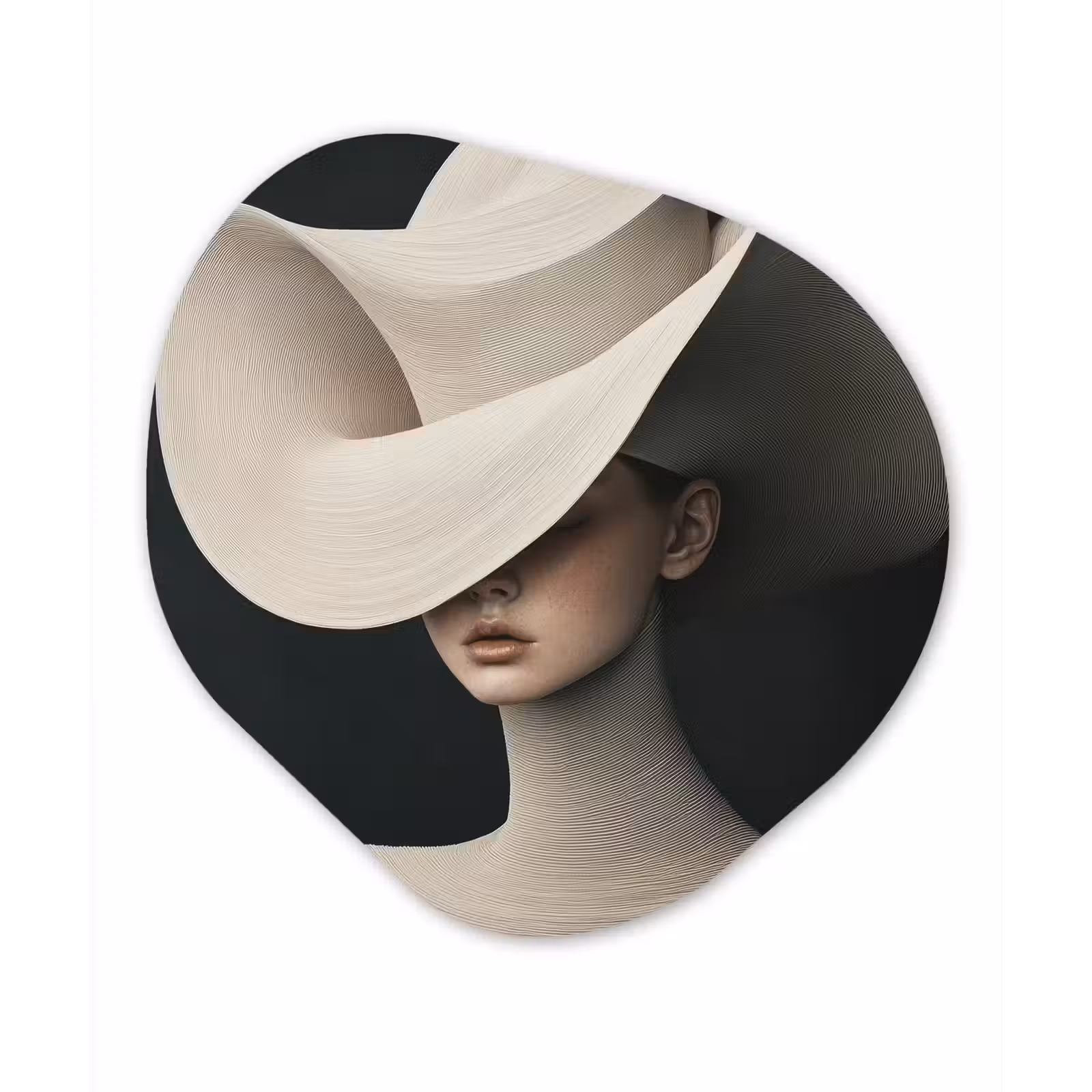 Organisch schilderij - Forex - Vrouw - Golvende - Hoed — 1