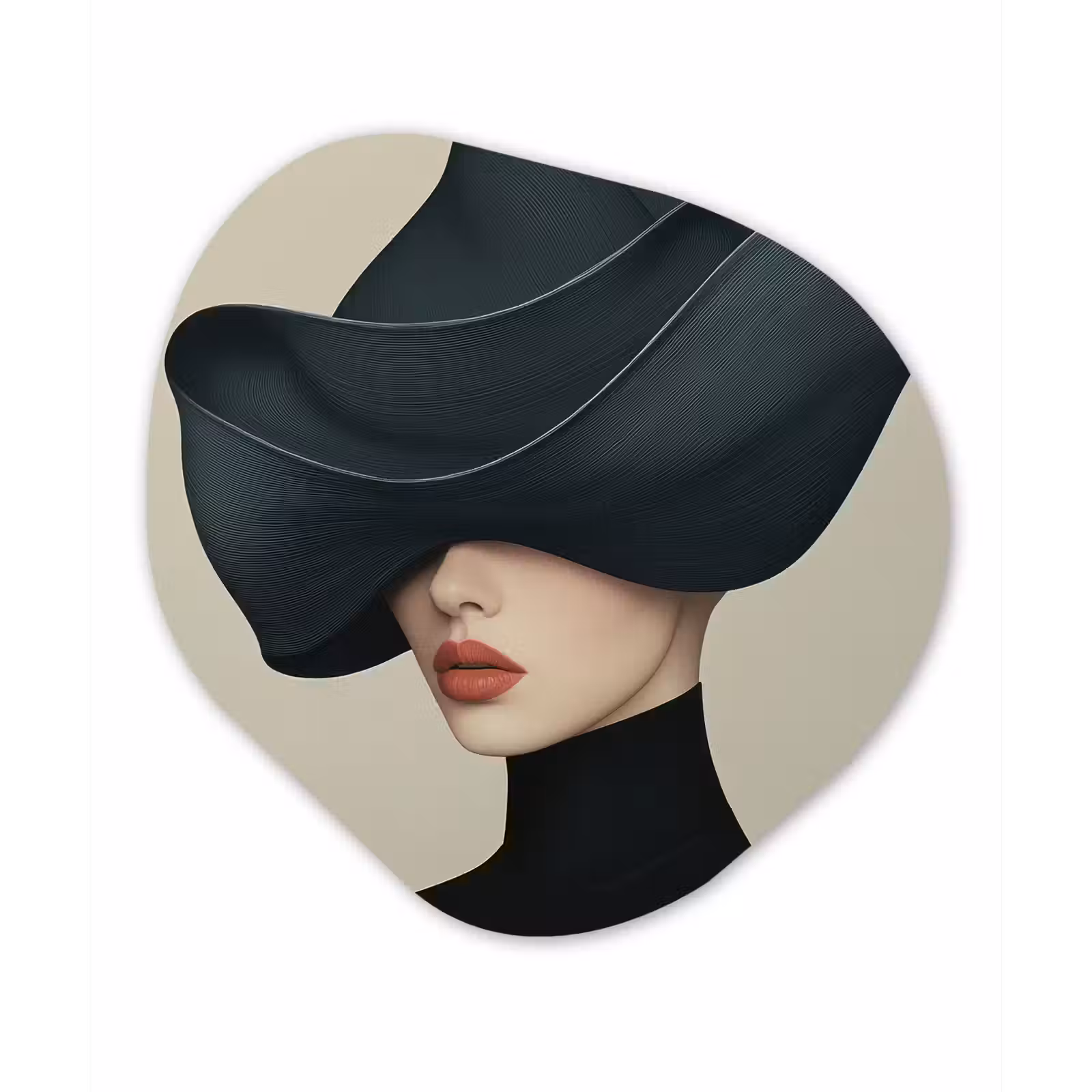 Organisch schilderij - Forex - Vrouw - Groen - Hoed — 1