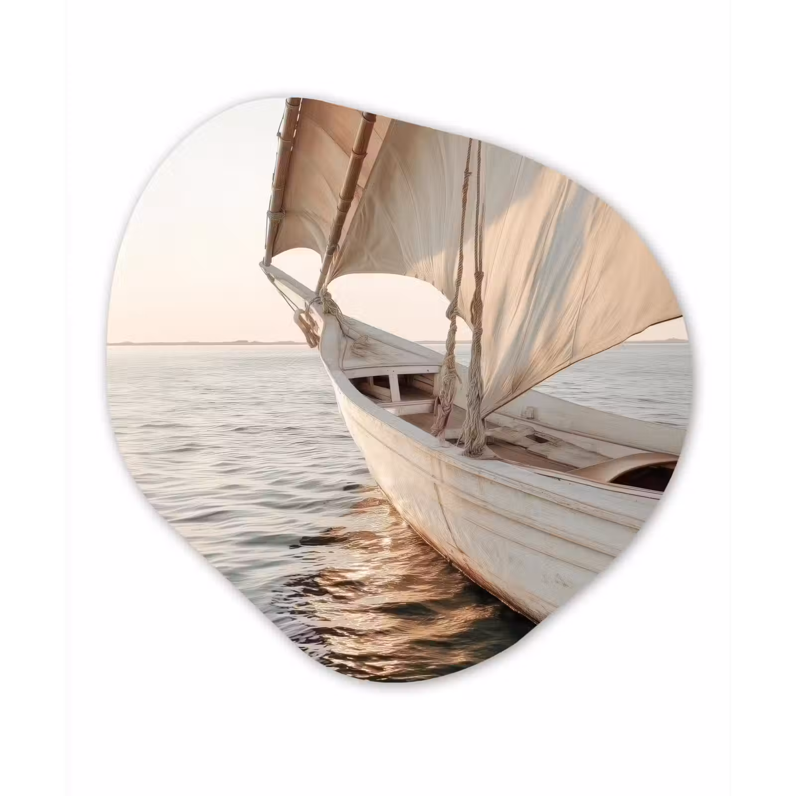 Organisch schilderij - Forex - Zeilboot - Zee - Beige - Zon — 1