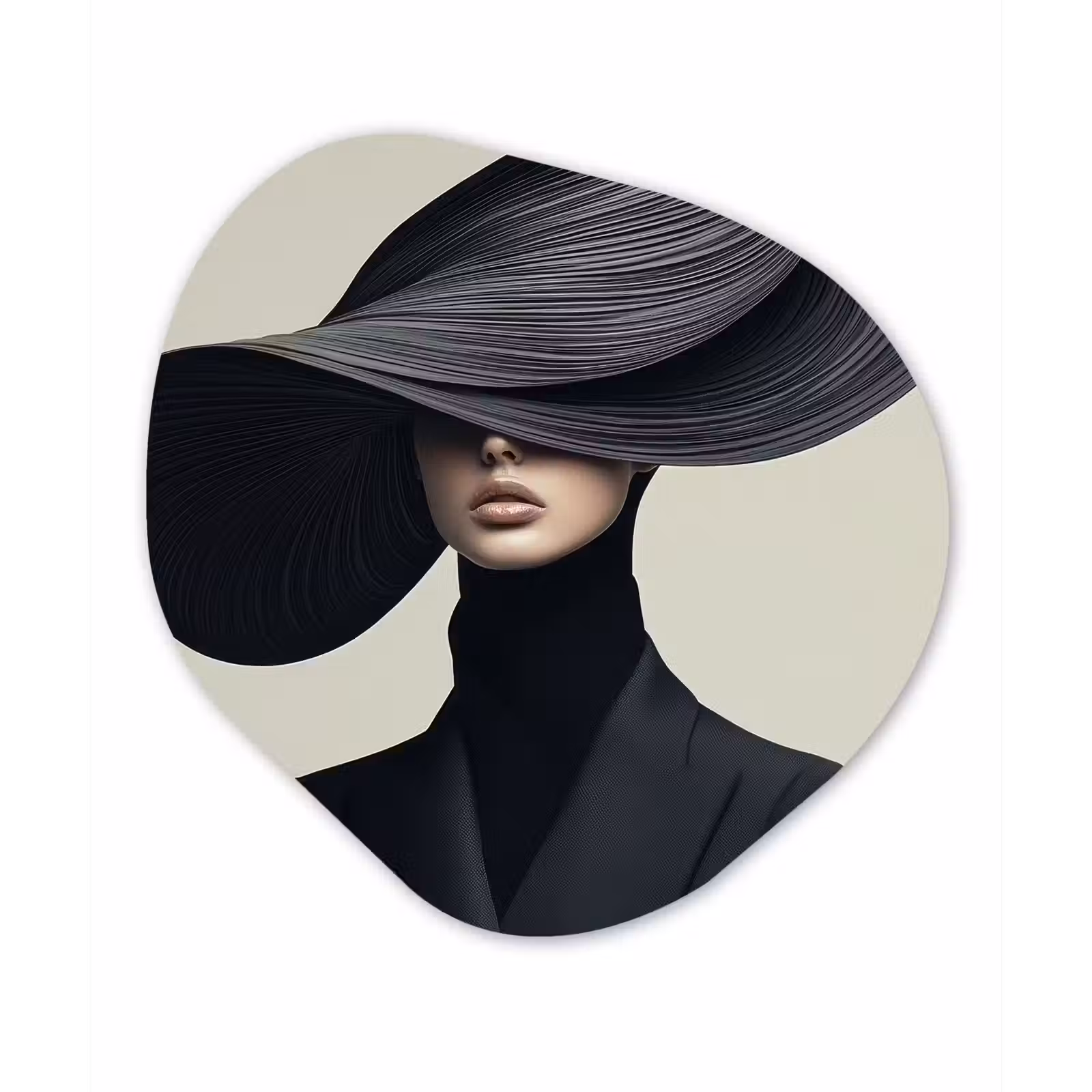 Organisch schilderij - Forex - Zwart - Vrouw - Hoed — 1