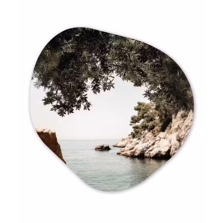 Organisch schilderij - Forex - Rotsen - Zee - Boom - Groen — 1