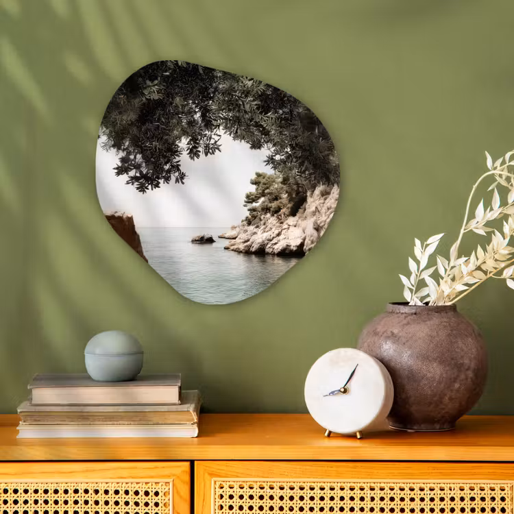 Organisch schilderij - Forex - Rotsen - Zee - Boom - Groen — 2