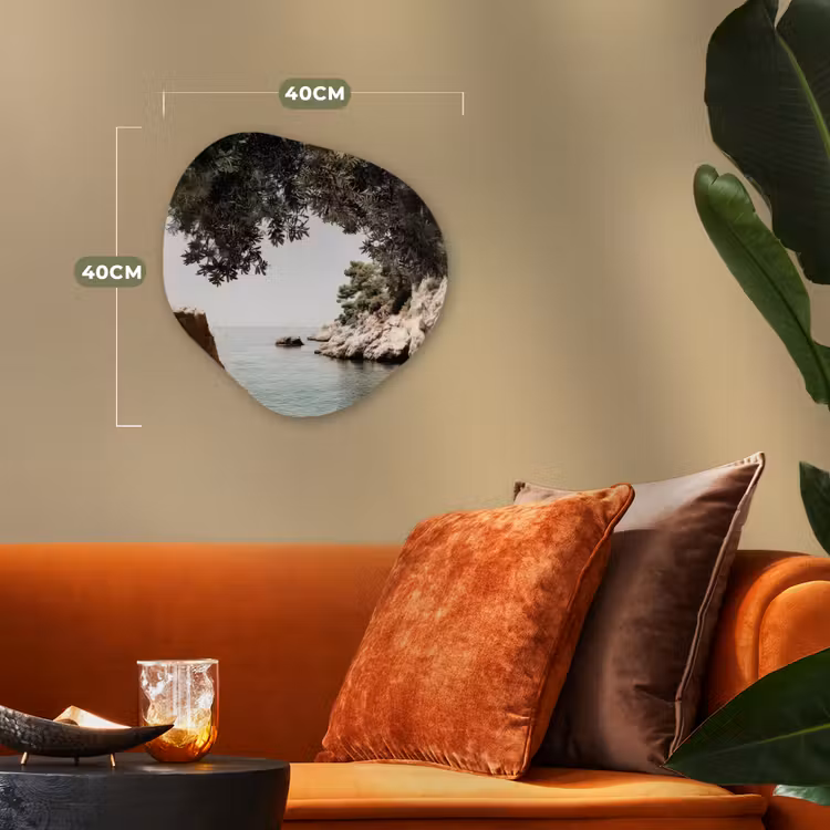 Organisch schilderij - Forex - Rotsen - Zee - Boom - Groen — 4