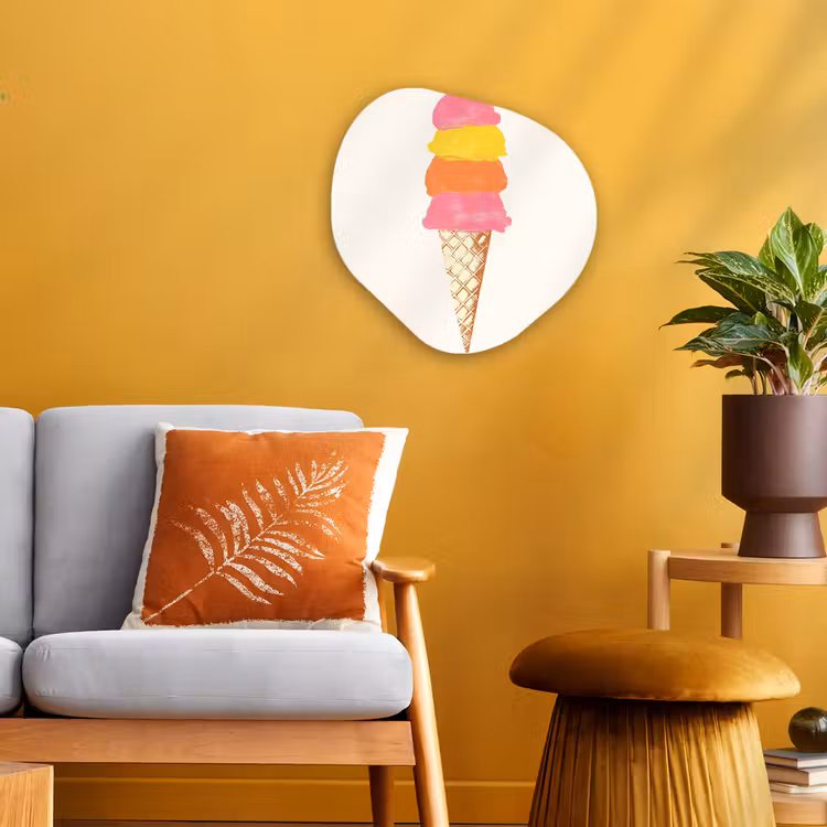 Organisch schilderij - Forex - Schepijs - Hoorntje - Illustratie - Minimalistisch — 3