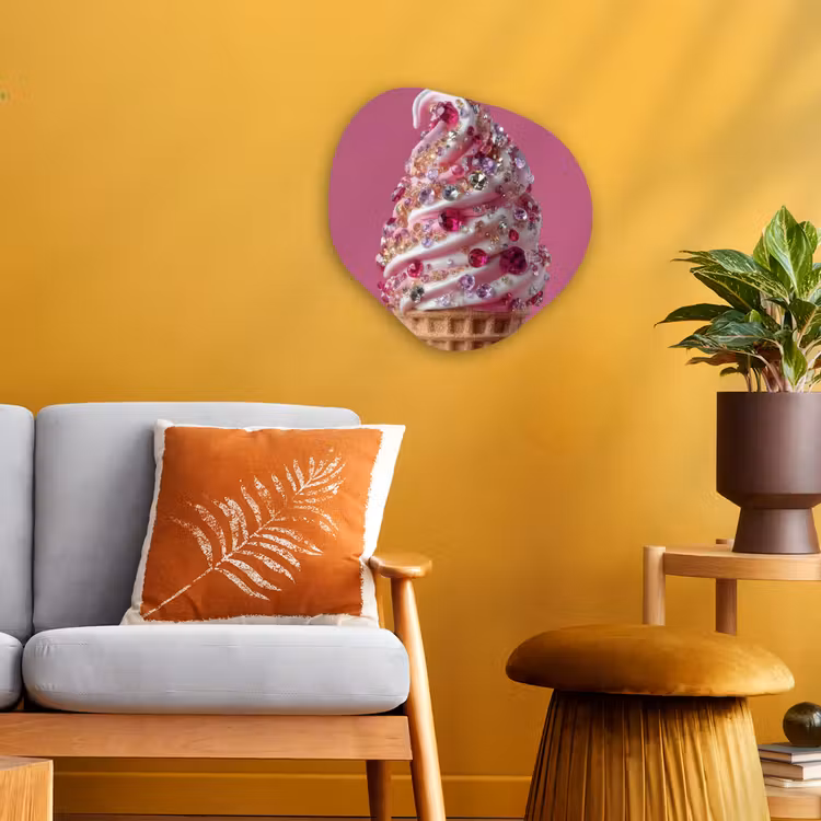 Organisch schilderij - Forex - Softijs - Edelstenen - Roze - Hoorntje — 3