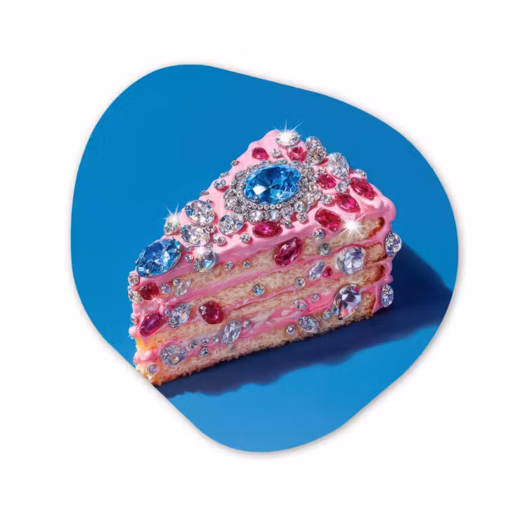 Organisch schilderij - Forex - Taart - Edelstenen - Glitters - Roze — 1