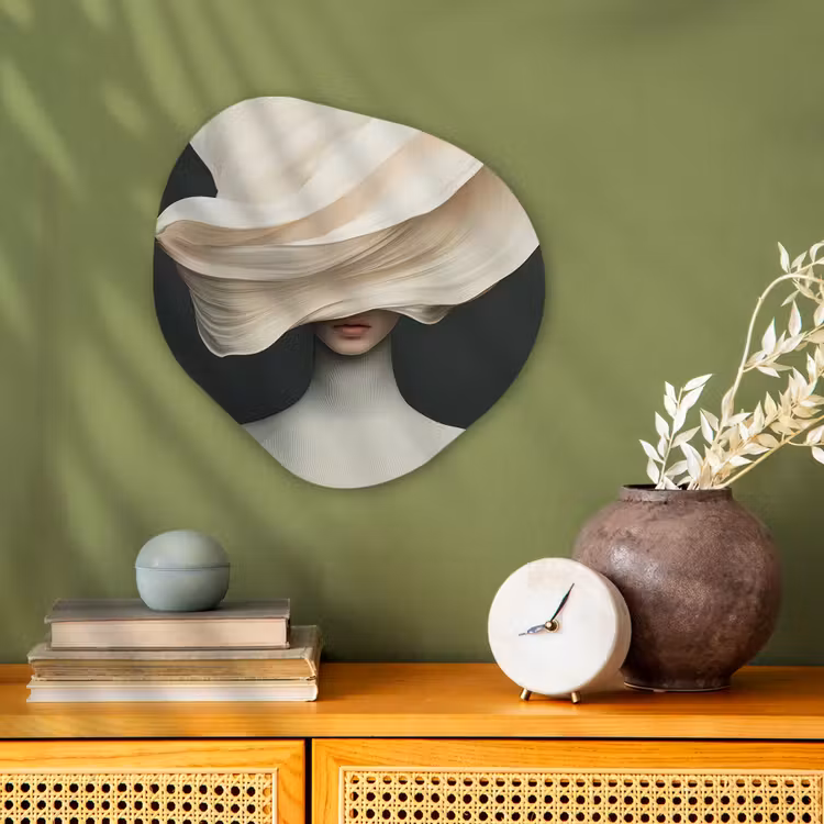 Organisch schilderij - Forex - Vrouw - Beige - hoed — 2