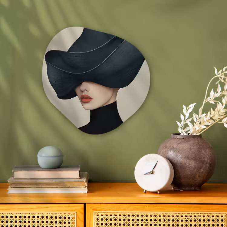 Organisch schilderij - Forex - Vrouw - Groen - Hoed — 2