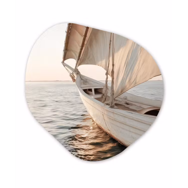 Organisch schilderij - Forex - Zeilboot - Zee - Beige - Zon — 1