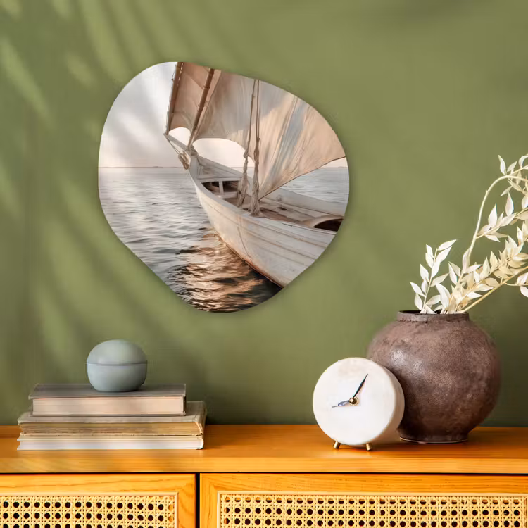Organisch schilderij - Forex - Zeilboot - Zee - Beige - Zon — 2