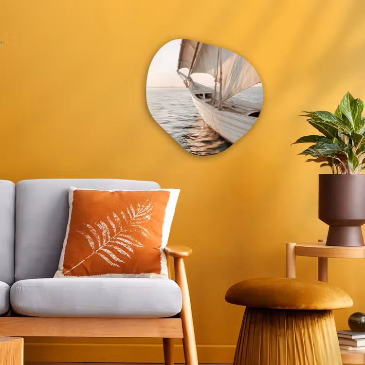Organisch schilderij - Forex - Zeilboot - Zee - Beige - Zon — 3
