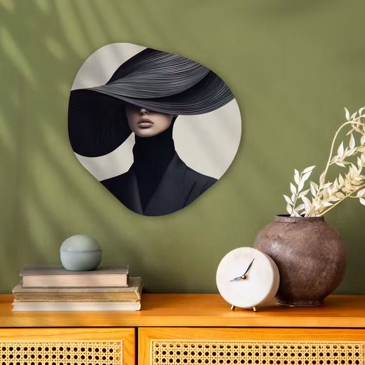 Organisch schilderij - Forex - Zwart - Vrouw - Hoed — 2