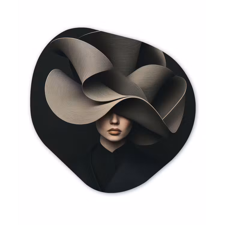 Organisch schilderij - Forex - Zwarte - Hoed - Vrouw — 1