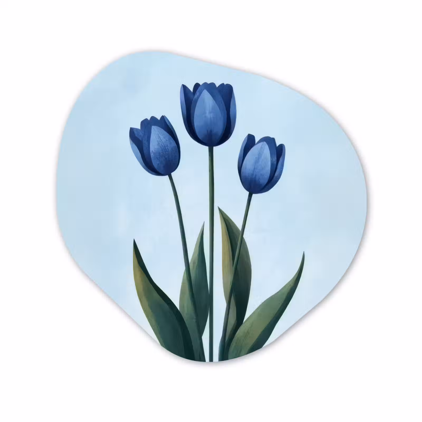 Organisch schilderij - Forex - Tulpen - Blauw - Bladeren — 1