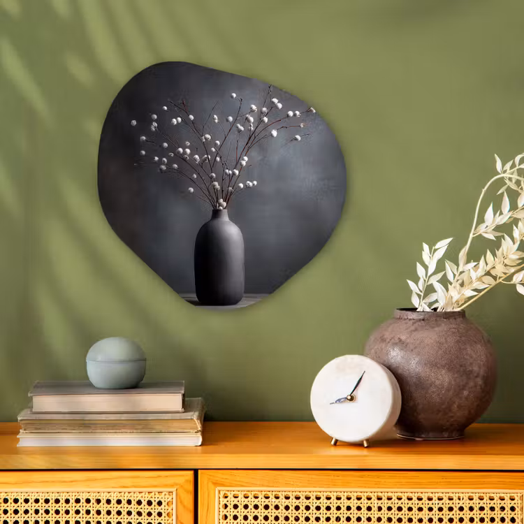 Organisch schilderij - Forex - Takken - Vaas - Bolletjes - Wit — 2