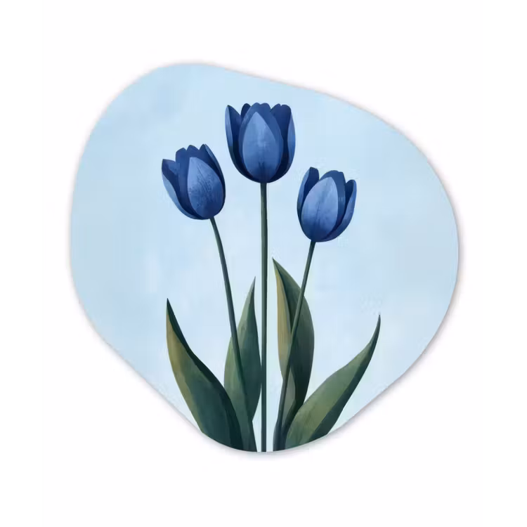 Organisch schilderij - Forex - Tulpen - Blauw - Bladeren — 1