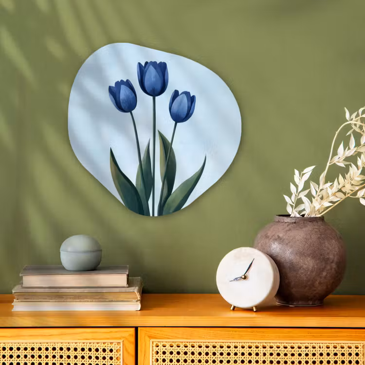 Organisch schilderij - Forex - Tulpen - Blauw - Bladeren — 2